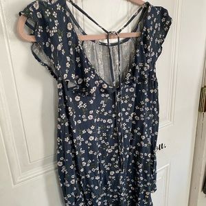 NWT Loft Outlet XL Spring Summer Sleeveless Blue Floral Blouse NEW